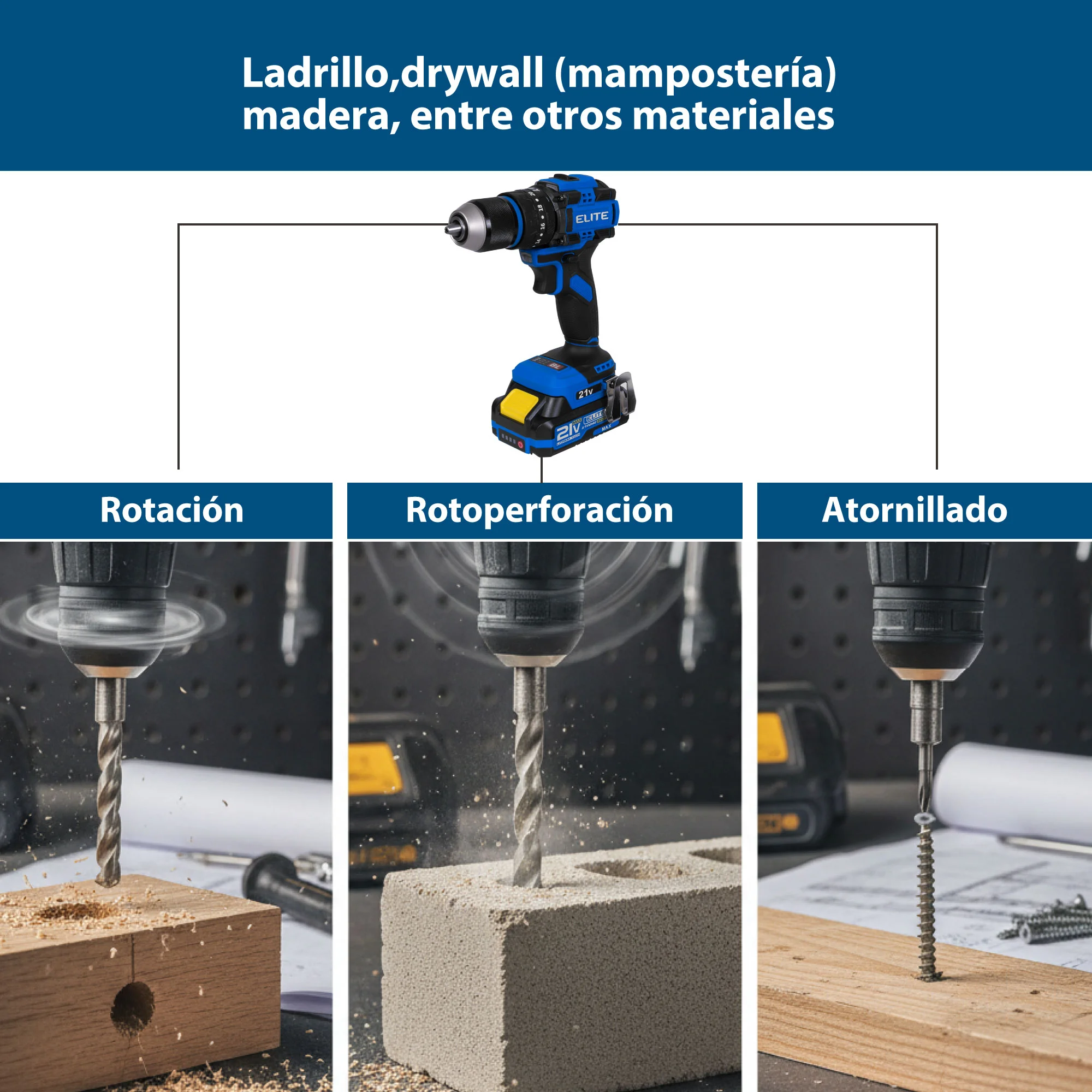 Taladro de percutor inalambrico 21V